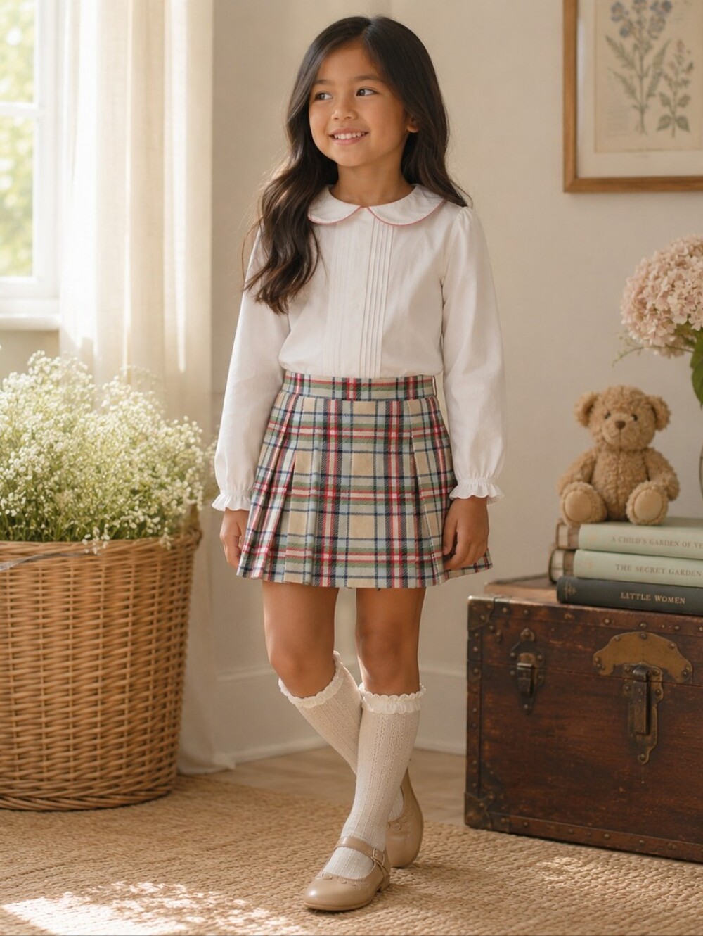 NWT TBBC The Beaufort Bonnet Company Parson Pleated Plaid Skirt Girls 6